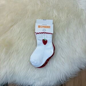 Gymboree Red/White Strawberry and Polka Dot Socks • Size 0/3M